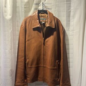 Banana Republic Men's Cognac Brown Leather Bomber Jacket